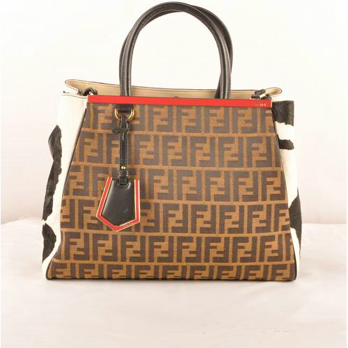 F2552M Fendi 2Jours tessuto e crine Borsa F2552M Bianco e Nero